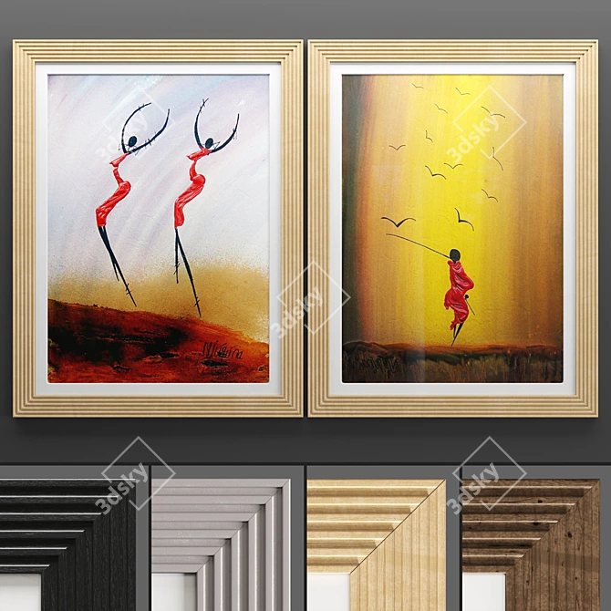 Sleek Art Frame Set: 2 Frames 4 Textures 3D model image 1