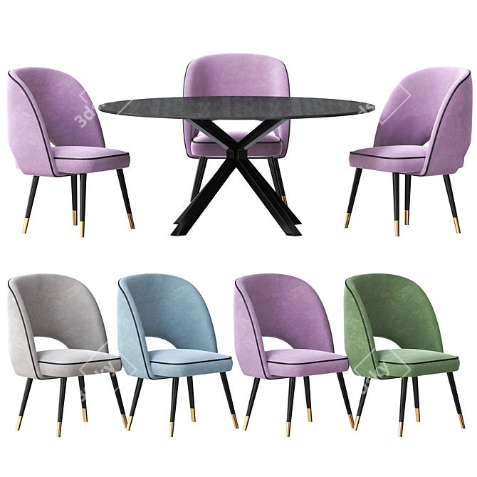 Elegant Dining Set: Ralf Table & Cliff Chair 3D model image 3