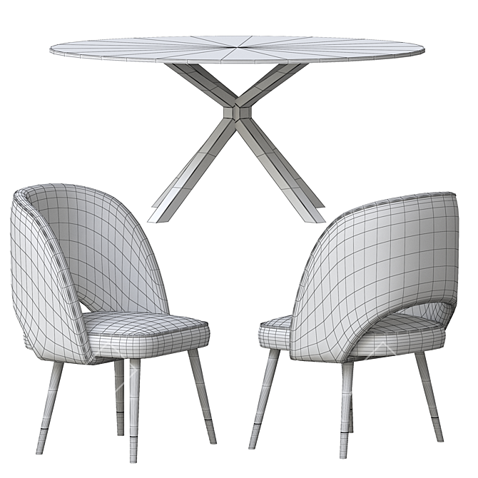 Elegant Dining Set: Ralf Table & Cliff Chair 3D model image 4