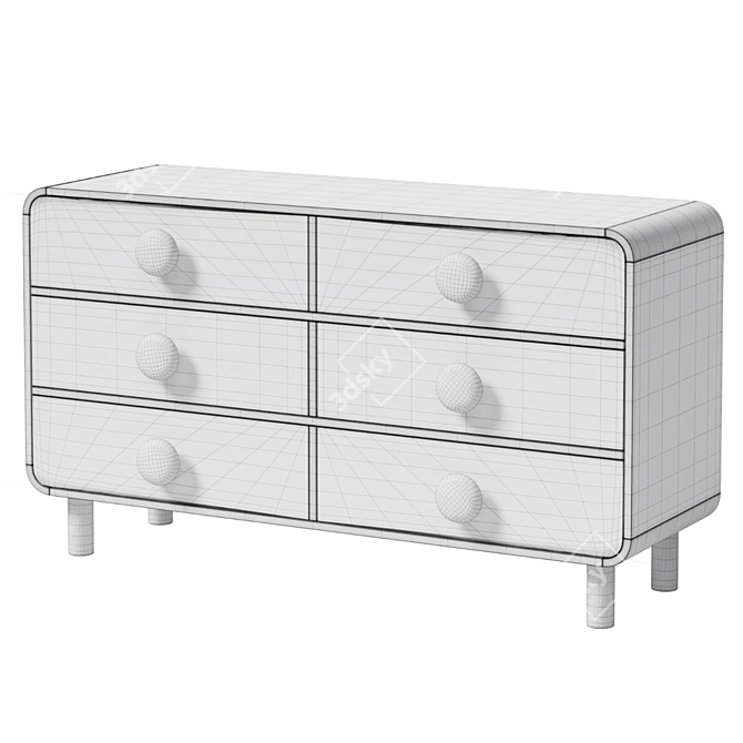 Retro-mod Oak 6-Drawer Dresser 3D model image 5