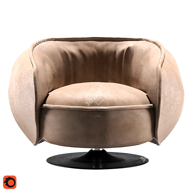 Elegant Leon Nabuk Kiwi Chair 3D model image 2