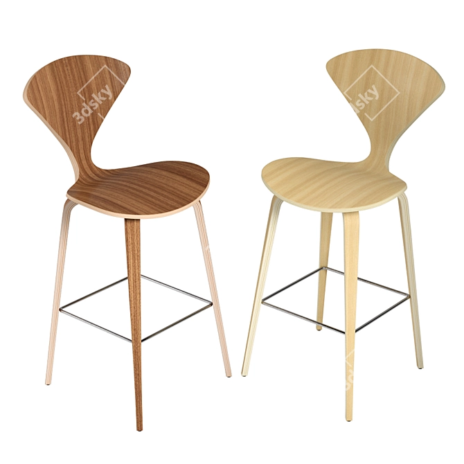 Elegant Cherner Counter Stool 3D model image 3