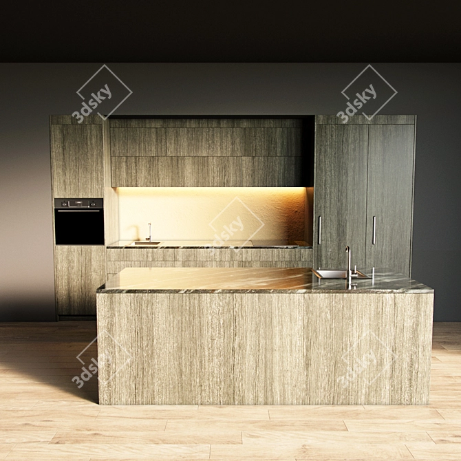 Modern Kitchen Island Design 3D model image 3