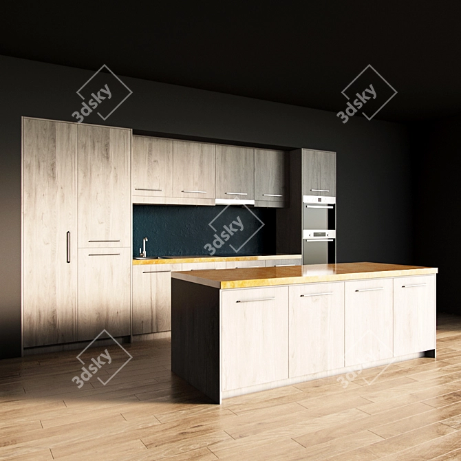 Modern Kitchen 3D Scene 3D model image 1