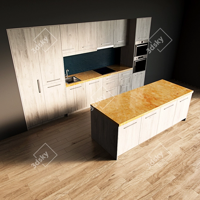 Modern Kitchen 3D Scene 3D model image 2