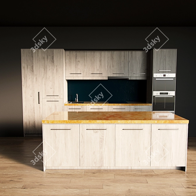 Modern Kitchen 3D Scene 3D model image 3