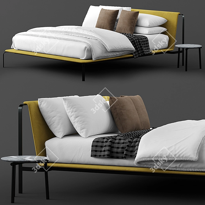 Bolzan Letti Bend Bed: Elegant and Spacious Slumber 3D model image 1