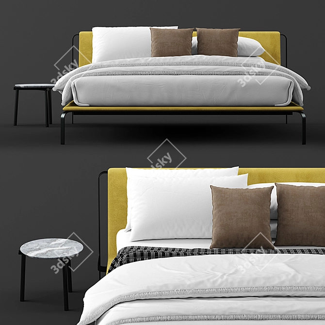 Bolzan Letti Bend Bed: Elegant and Spacious Slumber 3D model image 3