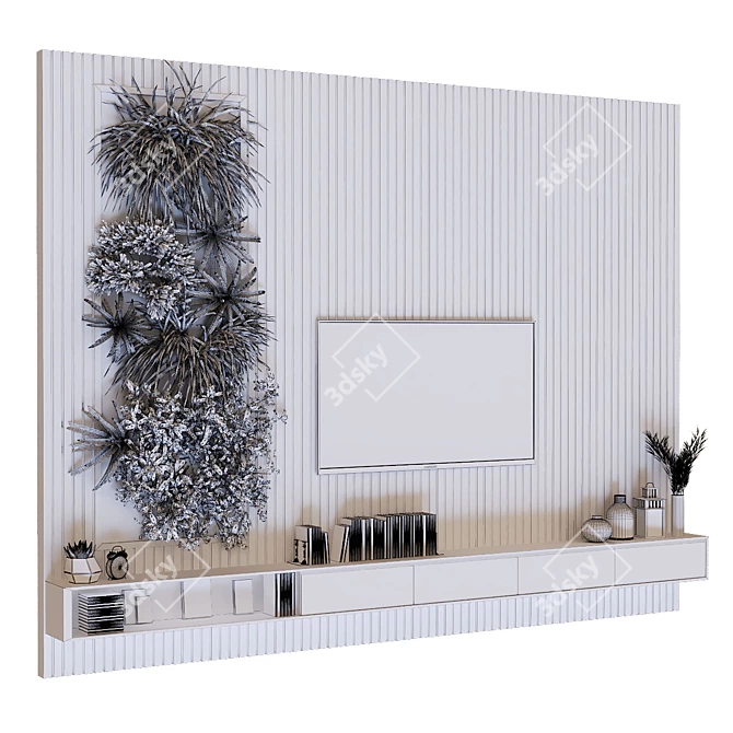 Sleek TV Wall Set 3D model image 4