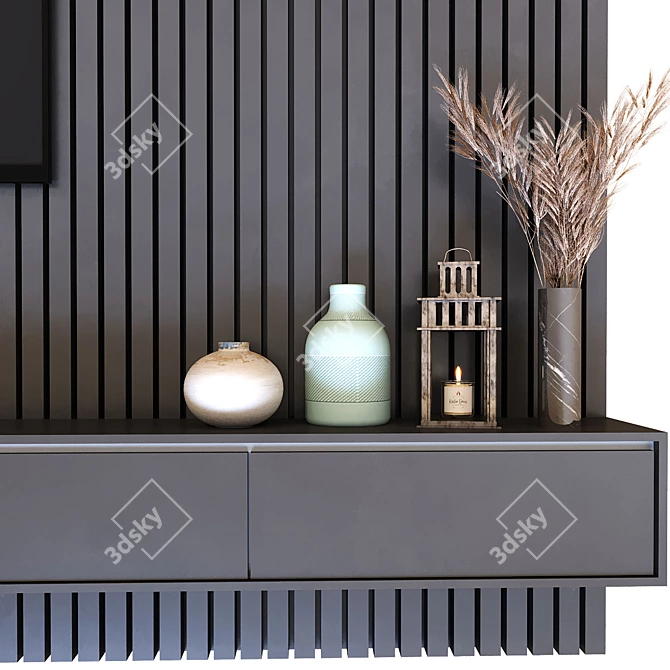 Sleek TV Wall Set 3D model image 5