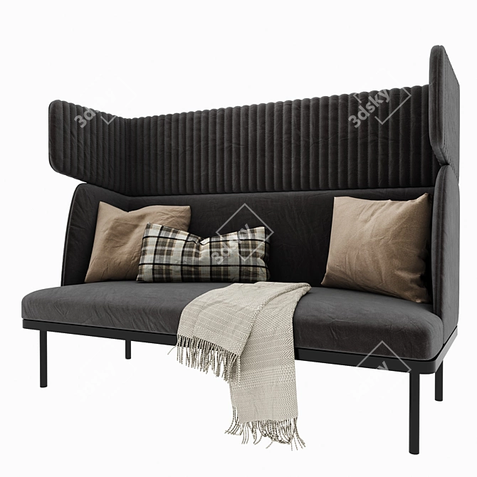 Elegance Velvet Highback Sofa 3D model image 1
