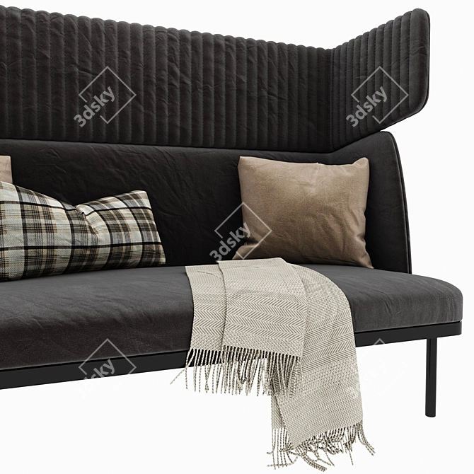 Elegance Velvet Highback Sofa 3D model image 3