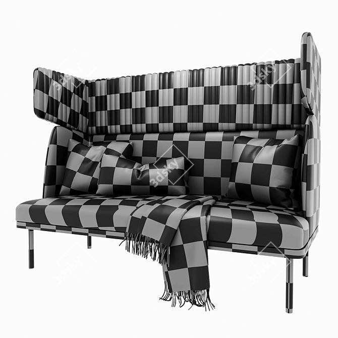 Elegance Velvet Highback Sofa 3D model image 4