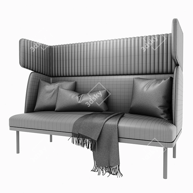 Elegance Velvet Highback Sofa 3D model image 5