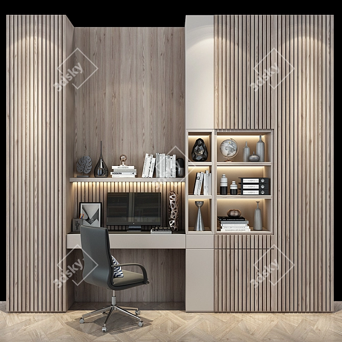 Modern White Cabinet Furniture 3D model image 1