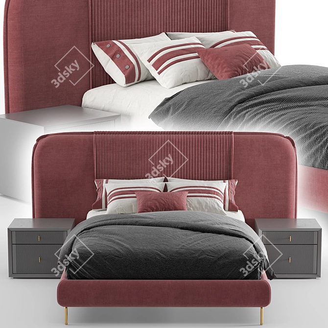 Luxury Queen-sized Astoria Bed 3D model image 2