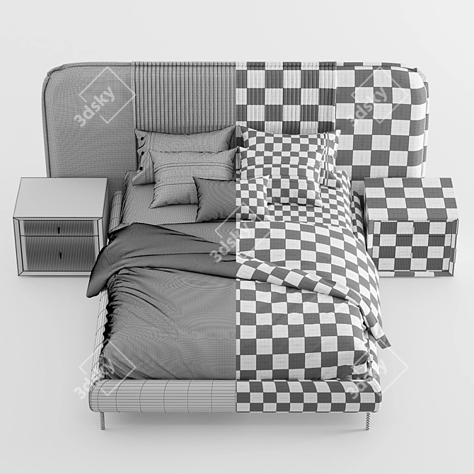 Luxury Queen-sized Astoria Bed 3D model image 8