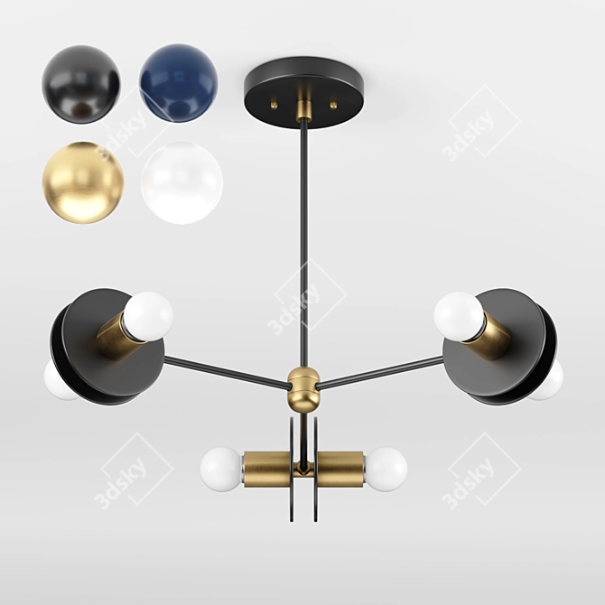 Vintage Sputnik Chandelier: Illuminate Your Dining 3D model image 6