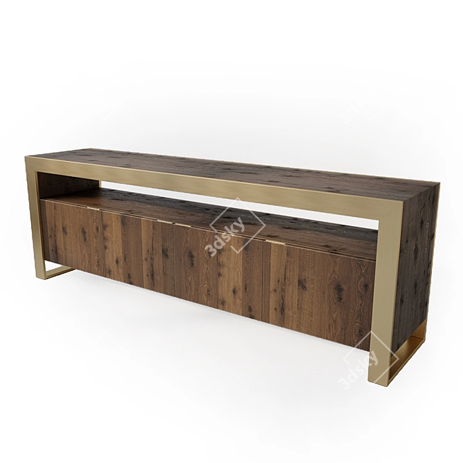 Sleek Modern Media Console 3D model image 1