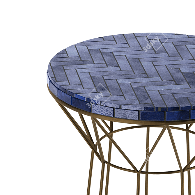 Brass-Legged Tiled Bar Tables 3D model image 4