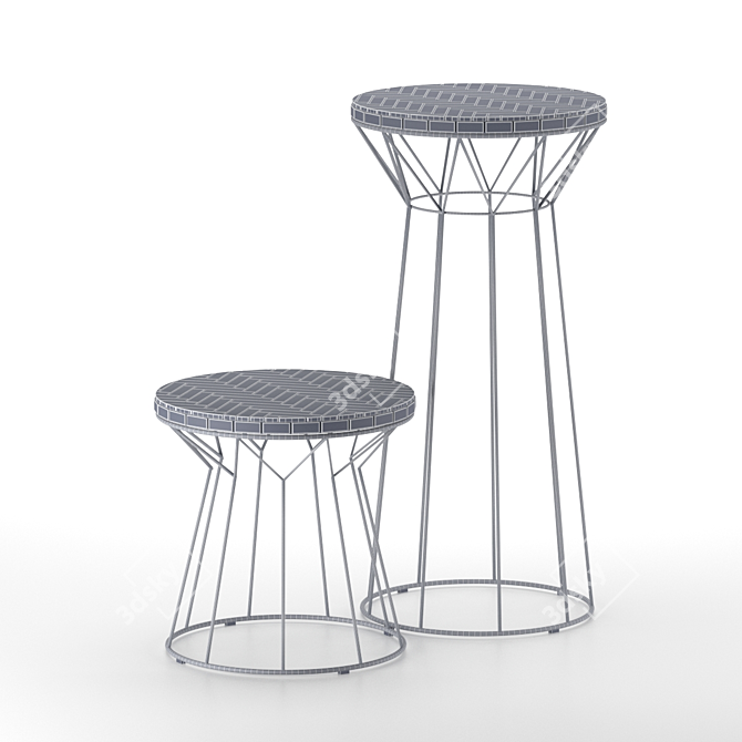 Brass-Legged Tiled Bar Tables 3D model image 5
