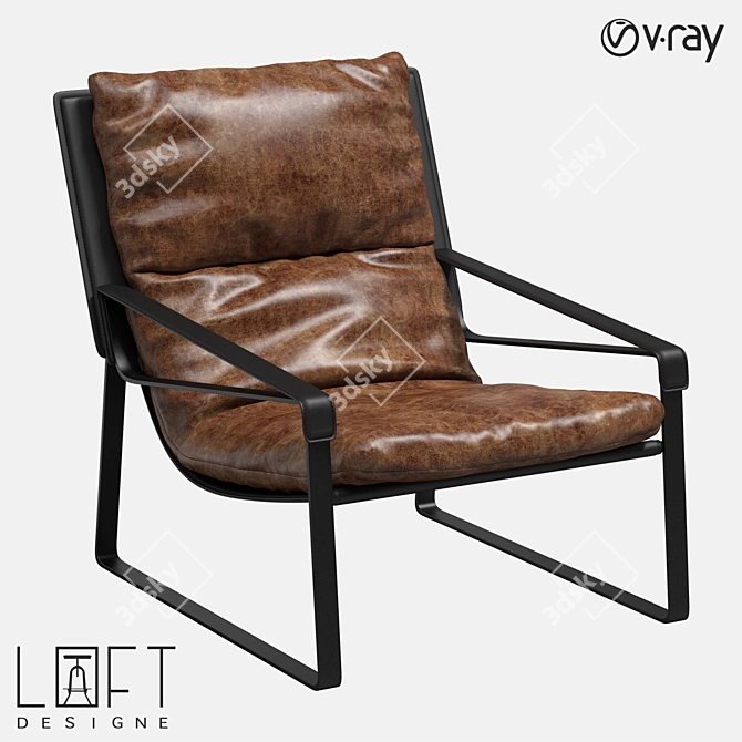 LoftDesigne 3525: Stylish Metal and Leather Armchair 3D model image 1