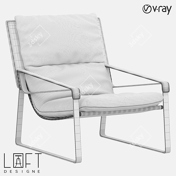 LoftDesigne 3525: Stylish Metal and Leather Armchair 3D model image 2