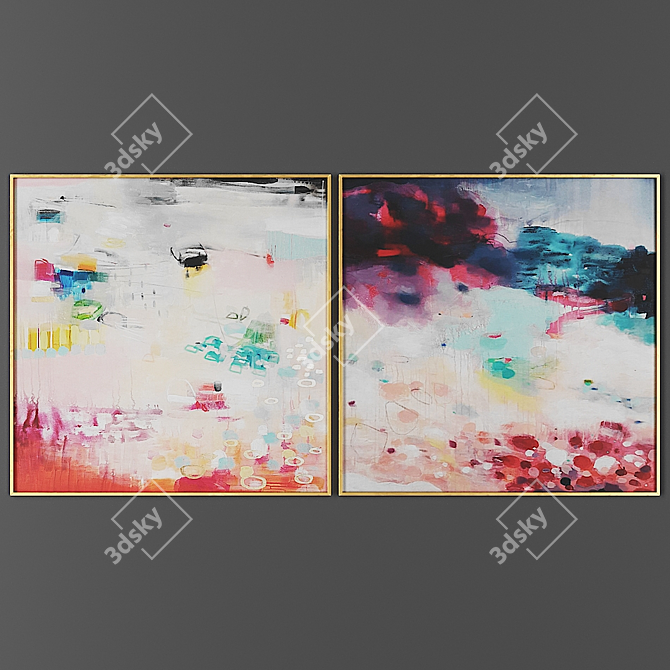 2-Piece Art Set: Elegant Frames 3D model image 1