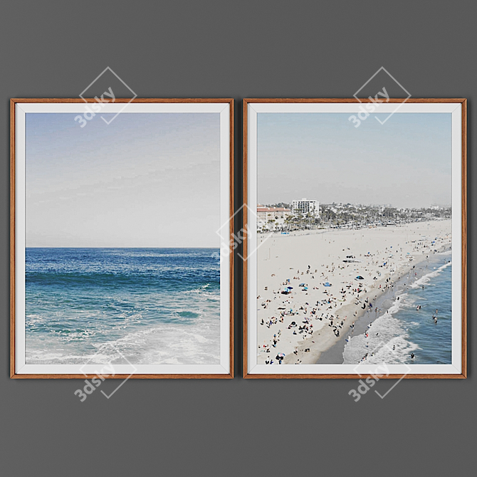 Wooden Frame Picture Set 3D model image 1