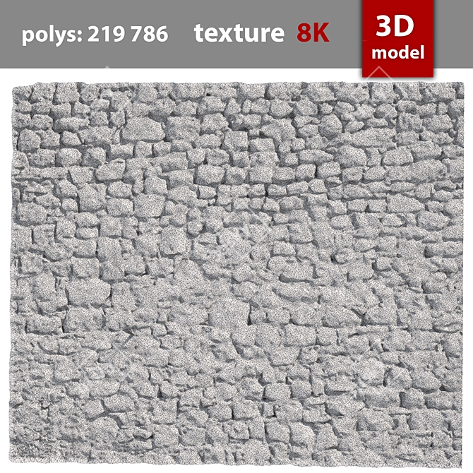 Stone Wall 3D Model 3D model image 3