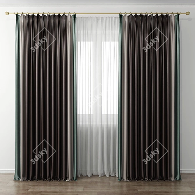 Elegant Drapery Set for Windows 3D model image 1