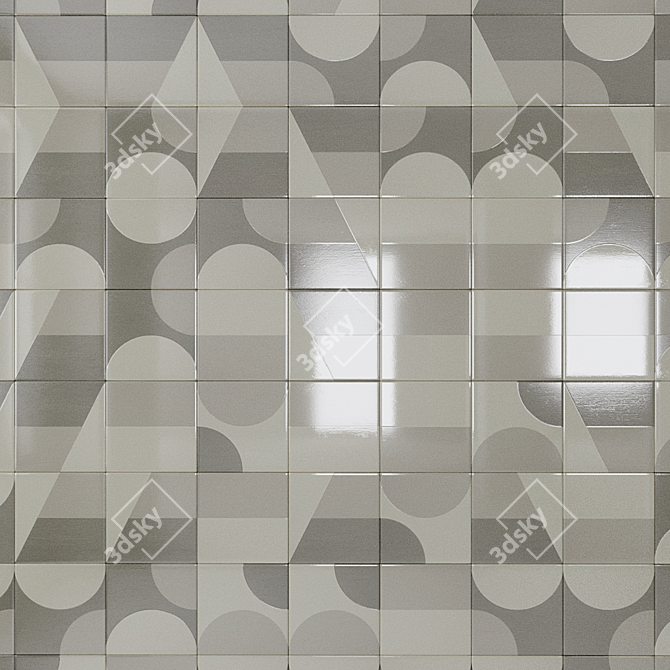 Sleek Geometric Ceramic Tiles 3D model image 1