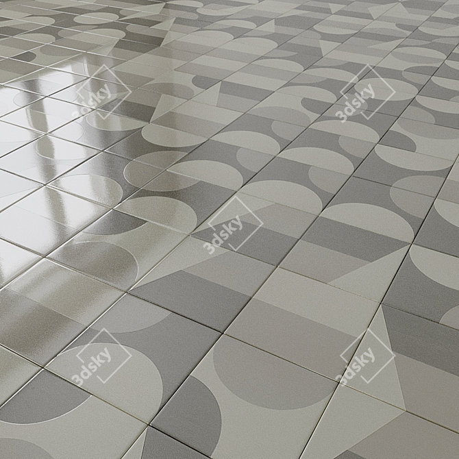 Sleek Geometric Ceramic Tiles 3D model image 2