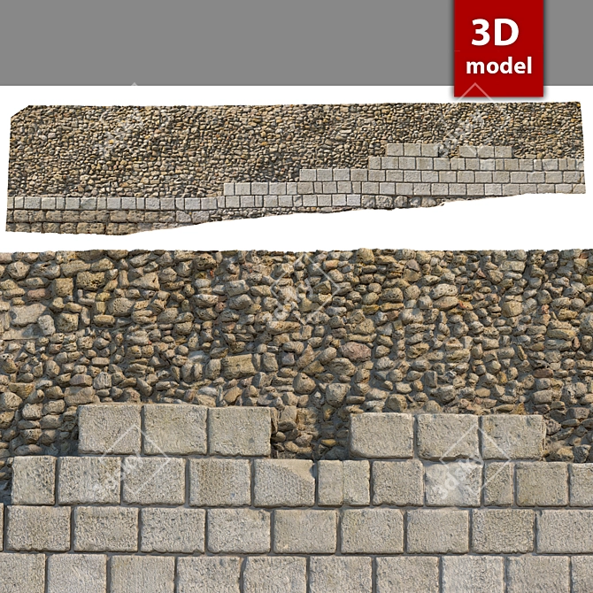 Stone Wall Texture 8K 3D model image 1