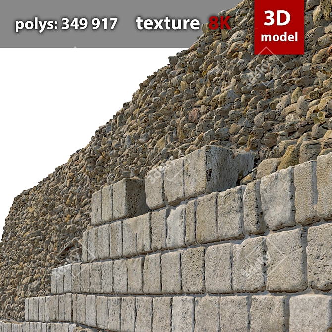 Stone Wall Texture 8K 3D model image 2