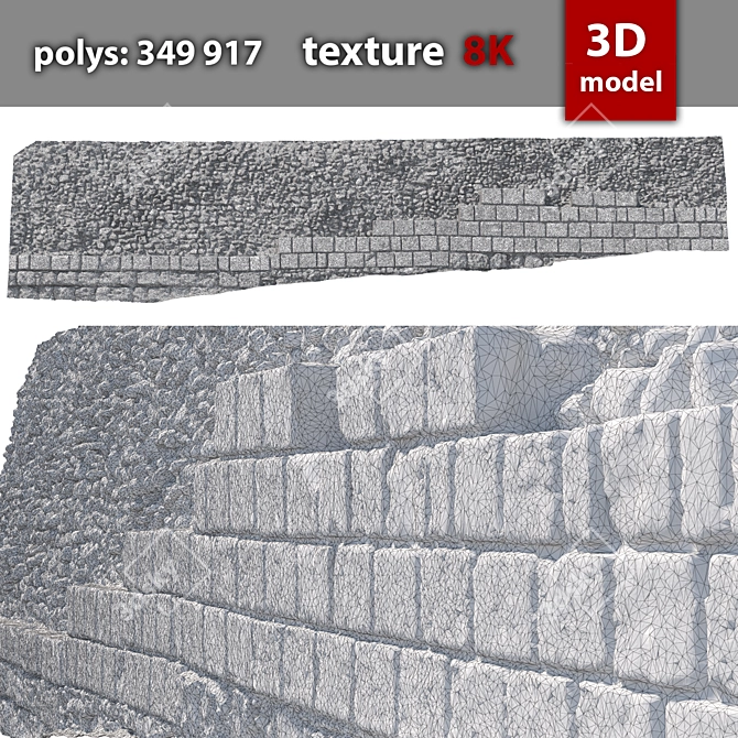 Stone Wall Texture 8K 3D model image 4