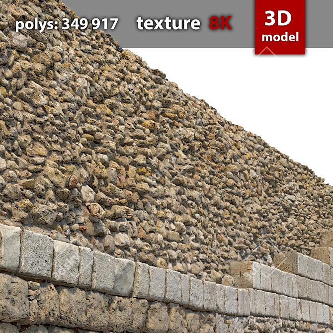 Stone Wall Texture 8K 3D model image 5