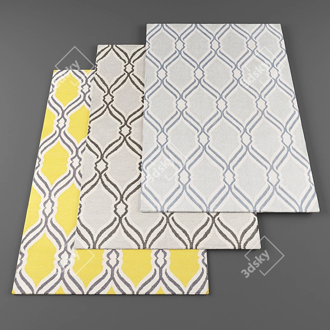 High-Resolution Modern Rugs (3 Pieces) 3D model image 1