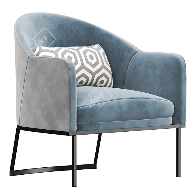 Sleek Gray Ivory Armchair 3D model image 1