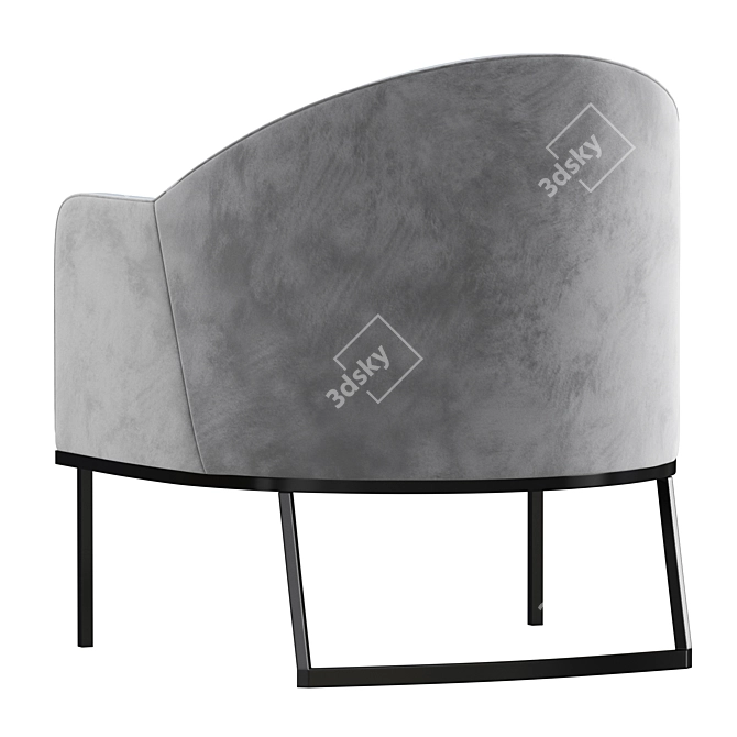 Sleek Gray Ivory Armchair 3D model image 4