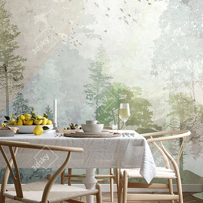 Misty Forest Wallpapers: Nature-Inspired Design Panels 3D model image 3