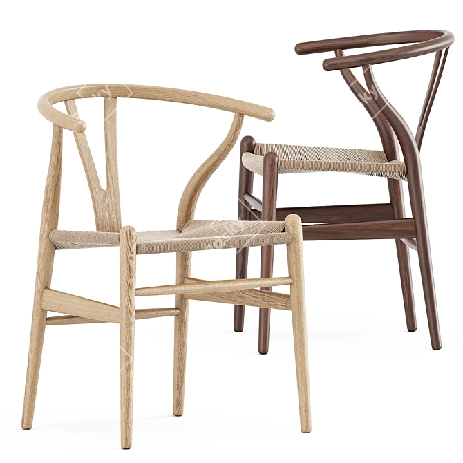 Elegant CH24 Wishbone Chair 3D model image 1