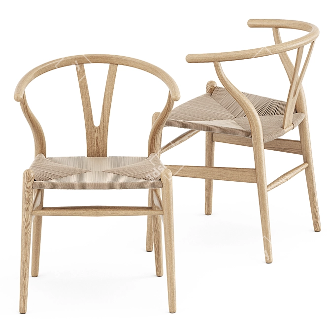 Elegant CH24 Wishbone Chair 3D model image 3
