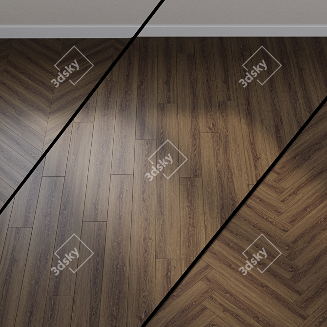 Dark Brown Oak Vinyl Flooring 3D model image 1