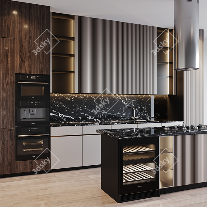 Modern Kitchen with Appliances 3D model image 3