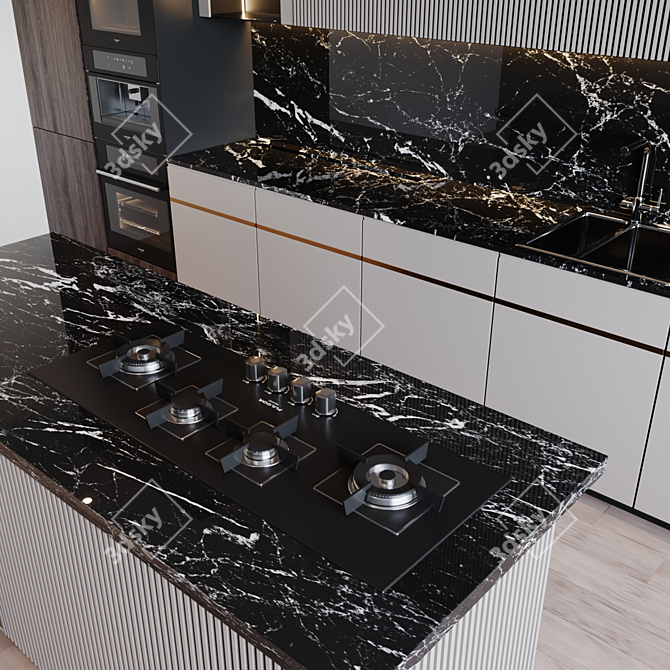 Modern Kitchen with Appliances 3D model image 4