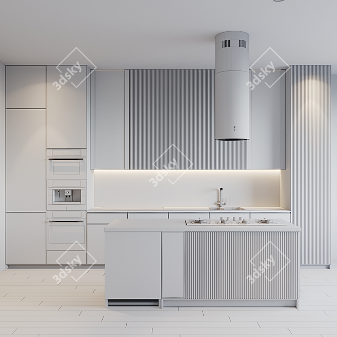 Modern Kitchen with Appliances 3D model image 5