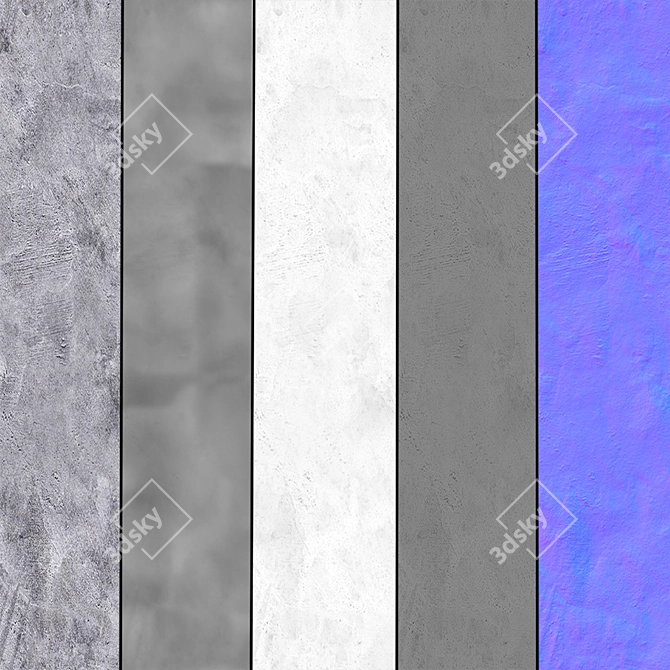 Cool Gray Plaster Texture Set 3D model image 5