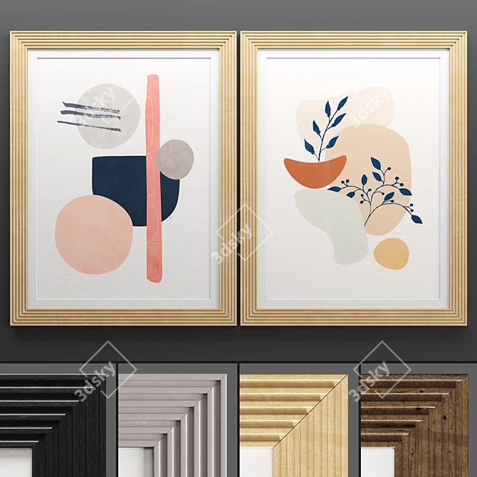 Modern Art Frame Set 3D model image 1