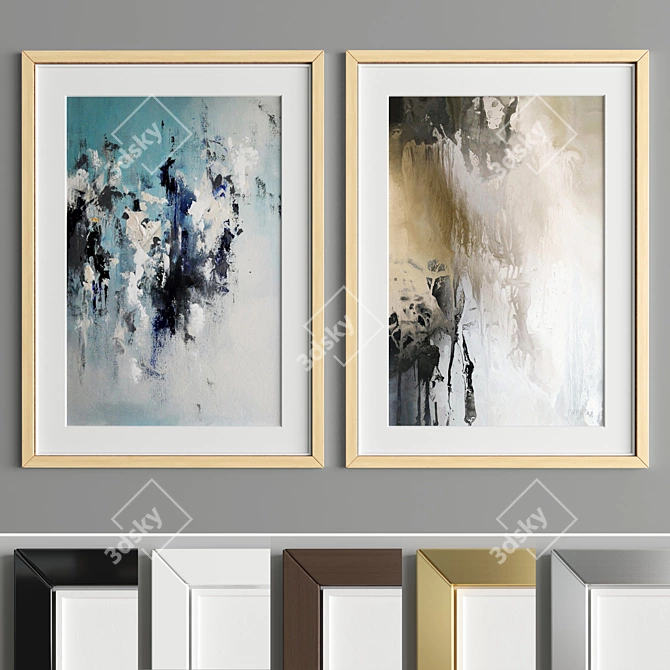 Elegant Art Frame A75: 2 Frames, 6 Material Options 3D model image 2